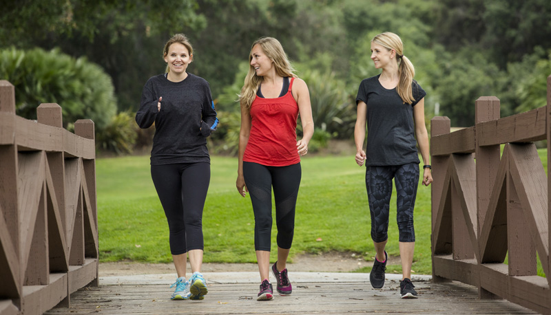 Group women walking together