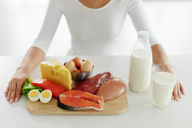 Woman with healthy food